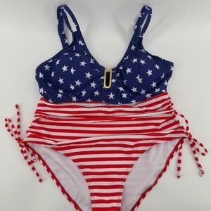 American Flag Stars Stripes Bikini Set Women's Size M Patriotic Swimsuit
